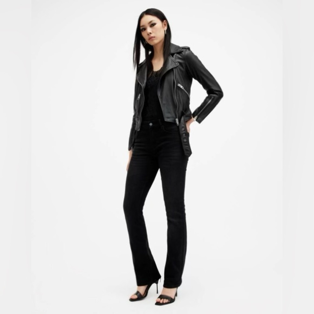 ALL SAINTS Black Balfern Leather Biker Jacket Size US4